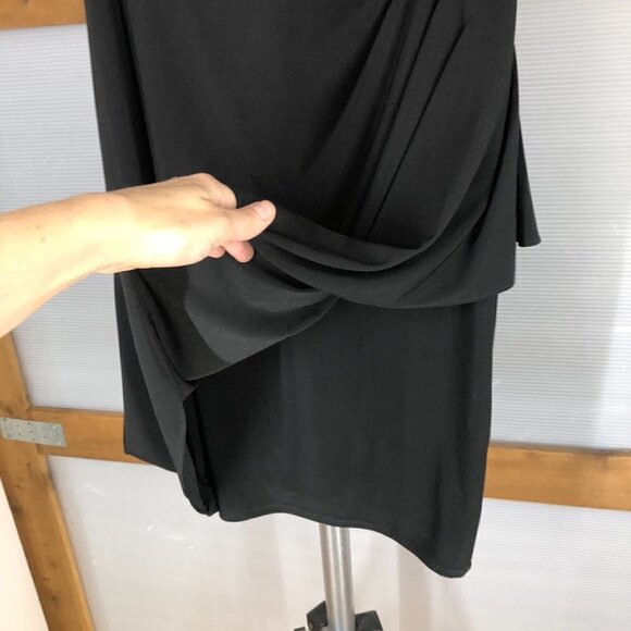 XSCAPE‎ Black Embellished Shoulder Ruched Sleeveless Dress Sz 14 - Picture 5 of 13